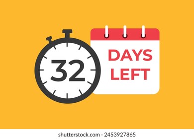 32 Tage bis zum Countdown Vorlage. 32 Tage Countdown links Tage Banner Design. 32 Tage Countdown-Timer