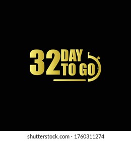 32 days to go Gradient label,sign,button. Vector stock illustration
