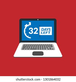 32 Days Left sign - emblem, label, badge,sticker, logo. Designed for your web site design, logo, app