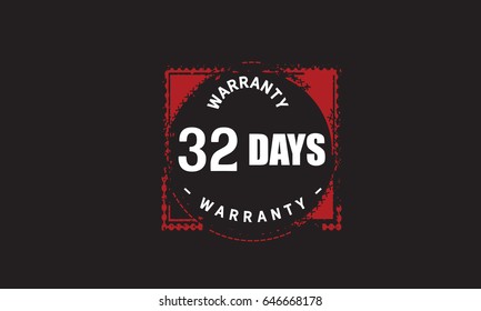 32 days warranty icon vector with black background
