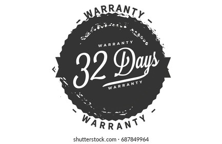 32 days warranty icon vintage rubber stamp guarantee