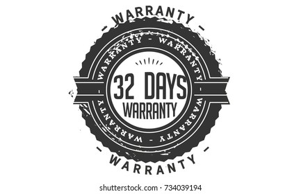 32 days warranty icon vintage rubber stamp guarantee