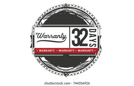 32 days warranty icon vintage rubber stamp guarantee