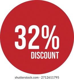 32% Rabatt Symbol Vektor roter Kreis mit weißem Text