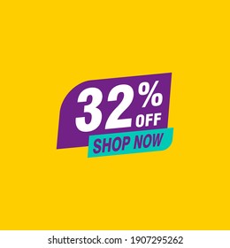 32 discount, Sales Vector badges for Labels, , Stickers, Banners, Tags, Web Stickers, New offer. Discount origami sign banner