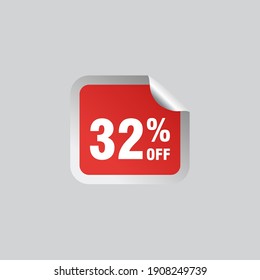 32 discount, Sales Vector badges for Labels, , Stickers, Banners, Tags, Web Stickers, New offer. Discount origami sign banner