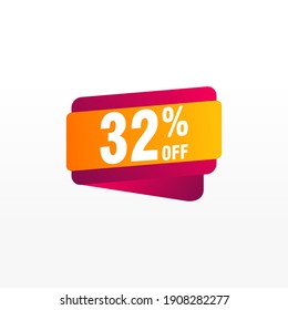 32 discount, Sales Vector badges for Labels, , Stickers, Banners, Tags, Web Stickers, New offer. Discount origami sign banner