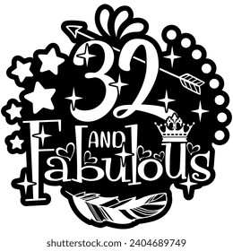 32 and fabulous black vector graphics and cut file