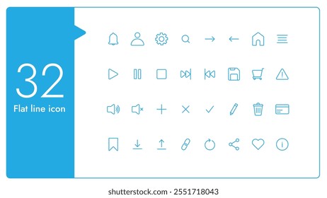32 Flat line icon for app