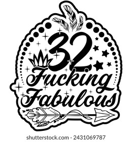 32 jodido diseño gráfico vectorial negro fabuloso y cortar archivo