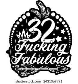 32 jodido diseño gráfico vectorial negro fabuloso y cortar archivo