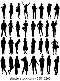 32 human shape silhouettes - vector