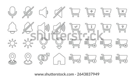 32 Icon Set Cart and Others - Outline Style