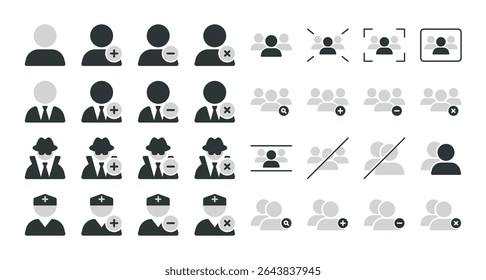 32 Symbolsatz Benutzer und Benutzergruppe - Solid Style