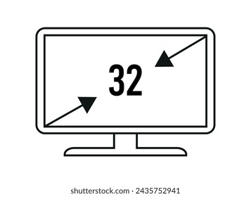 32 Zoll. Vector 32-Zoll-Monitor, Bildschirmauflösung und Größenkonzept