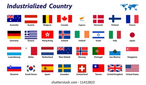 32 Industrialized country flags