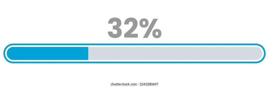 32% Loading. 32% progress bar Infographics vector, 32 Percentage ready to use for web design ux-ui