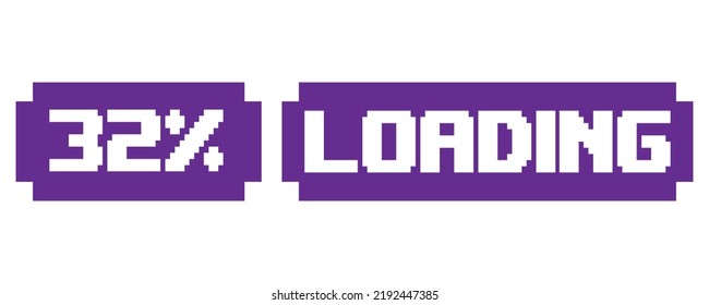 32% Loading vector art illustration percentage counter sign label with fantastic font and purple white color