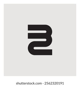 32 - logo or design element or icon with numbers 3 and 2. Logotype.