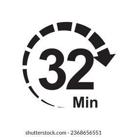 32 minute timer clock icon vector illustration eps