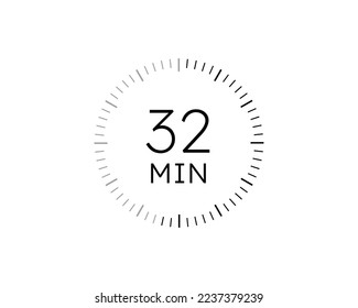 32 minutes timers Clocks, Timer 32 min icon vector