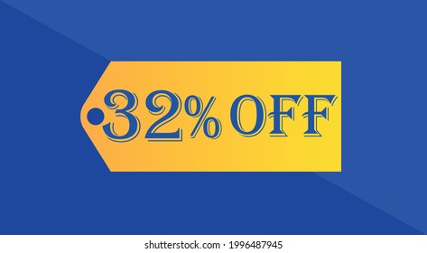 32% de descuento naranja y azul para ofertas especiales en descuentos y promociones.