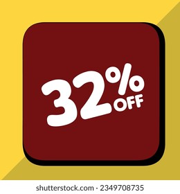 32% off per cent, percentage number in a colored circle, promotion, big sale, colorful background