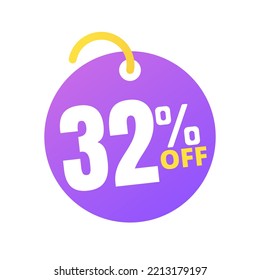 32% off percent offer, with online sale purple light label design