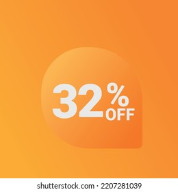 32% off Sale banner offer ad discount promotion vector banner. price discount offer. season sale promo sticker colorful background
