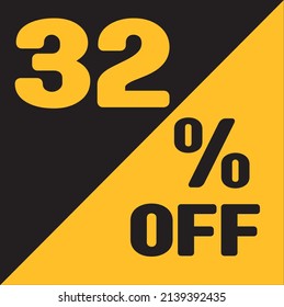 Up To 32% Off Special Offer sale sticker black and gold, vector illustration