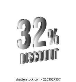32 percent discount in black isolated on white background