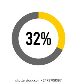 32% por ciento de medidor de diagrama de listo para usar para Diseño web, interfaz de usuario o infografía -