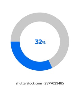 32 percent pie chart outline stroke vector illustration eps 