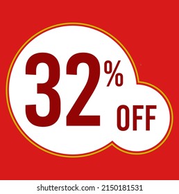 32 percent red banner with white ballons and red lettering for promotions and offers