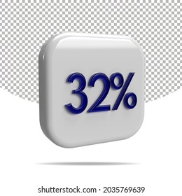 32 percentage 3D render, transparent