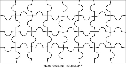 32 piece jigsaw puzzle template 8x4 piece