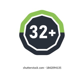 32 más aislados en un fondo blanco. Número de más de 32 