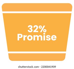 32% Promise Product Label Sign for product vector art illustration with stylish font and Golden White color