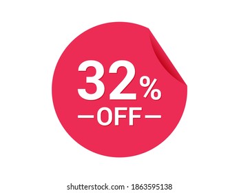 32% Sale of special offers, 32% off discount sticker, ad offer on shopping