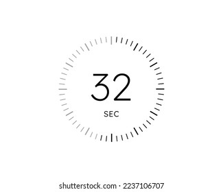 32 second timers Clocks, Timer 32 sec icon vector