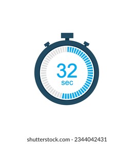 32 seconds countdown timer or digital counter timer clock vector icon. 32 sec Stopwatch vector icon, digital timer.