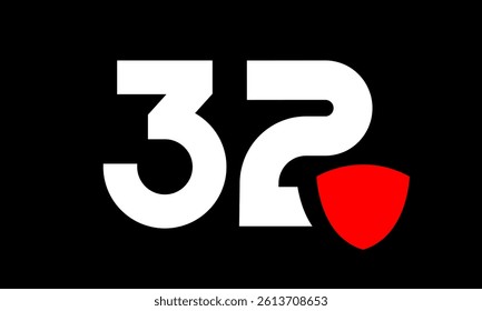 32 Shield Red Modern Simple Protect Logo