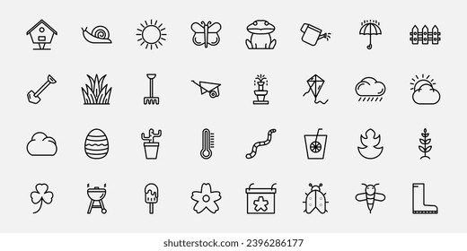 32 Spring element line icon set for your design web etc