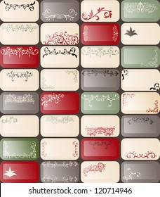 32 vector retro style business cards with unique floral patterns, eps 10 transparency effects