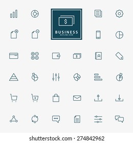 32 web and business minimal line icons vector