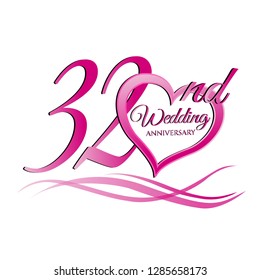 32 wedding anniversary graphics logo
