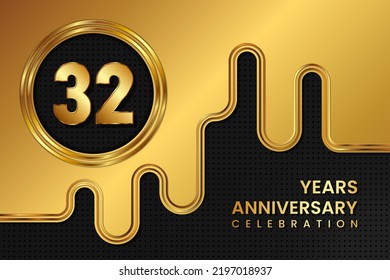 32 Year Anniversary celebration template design. Golden Anniversary, vector illustration.