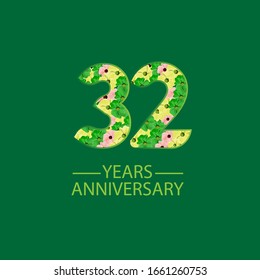 32 Year Anniversary Celebration Vector Template Design Illustration