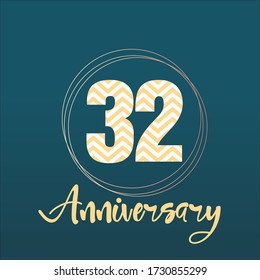 32 year anniversary celebration, vector design for celebrations, invitation cards and greeting cards