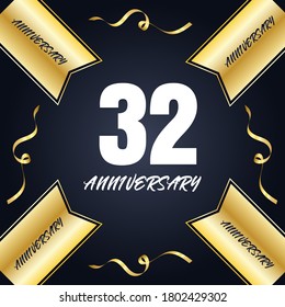 32 year anniversary celebration, vector design for celebrations, invitation cards and greeting cards